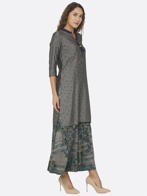Grey printed polyester kurtas-and-kurtis 4