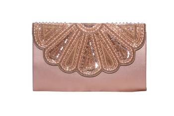 PU  Regzine Made Gold Color Clutch With Hand Zari, Embroidery & Stone Embellishemnt Work 1