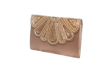 PU  Regzine Made Gold Color Clutch With Hand Zari, Embroidery & Stone Embellishemnt Work 4