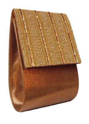 Shining Brown Color Sunshine PU Made Sling Clutch Bag  Mobile Pocket With Diamond Sheet Embellishment Work 3
