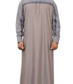 Grey Plain Cotton Mens Galabiyya Thobe