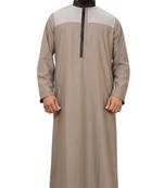 Brown Plain Cotton Mens Galabiyya Thobe