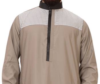 Brown Plain Cotton Mens Galabiyya Thobe 2