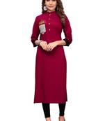 Maroon embroidered rayon kurti