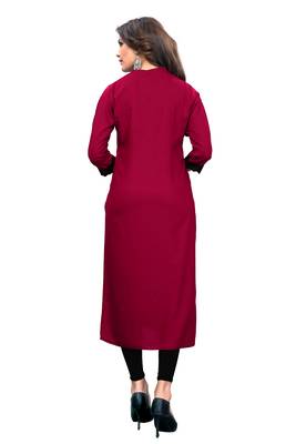 Maroon embroidered rayon kurti 2
