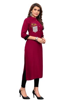Maroon embroidered rayon kurti 3