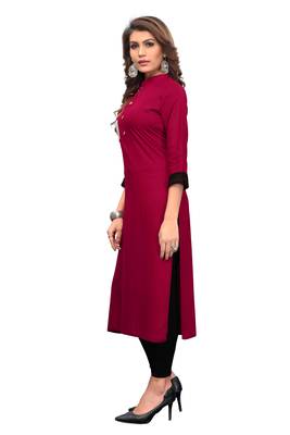 Maroon embroidered rayon kurti 4