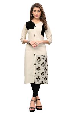 White printed cotton kurti 1