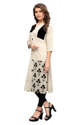 White printed cotton kurti 4