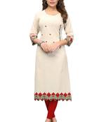 White printed cotton kurti
