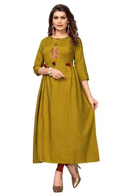 Green plain cotton kurti 1