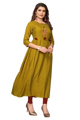 Green plain cotton kurti 3