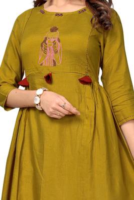 Green plain cotton kurti 4