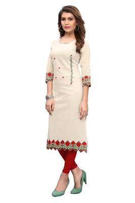 White printed cotton kurti 4