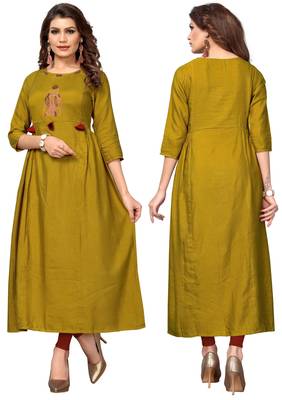 Green plain cotton kurti 5