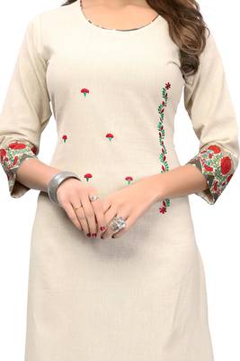 White printed cotton kurti 5