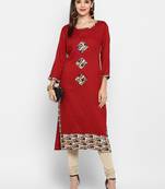 Maroon printed rayon kurti