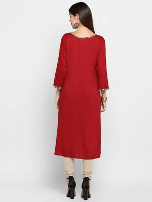 Maroon printed rayon kurti 2