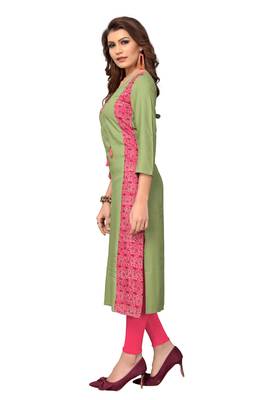 Green embroidered rayon kurti 3