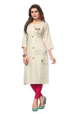 White embroidered cotton kurti 1