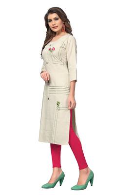 White embroidered cotton kurti 3