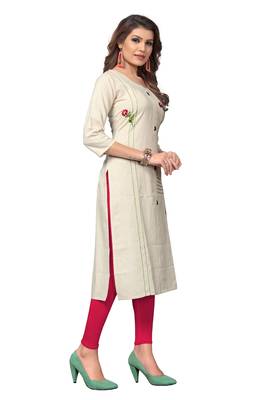 White embroidered cotton kurti 4