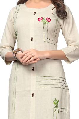 White embroidered cotton kurti 5
