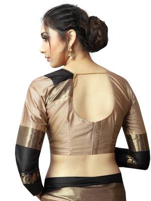   beige woven cotton silk saree with blouse 5