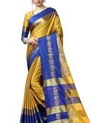   gold woven cotton silk saree with blouse