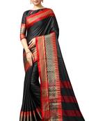   black woven cotton silk saree with blouse