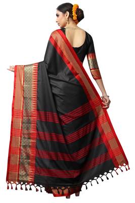   black woven cotton silk saree with blouse 2