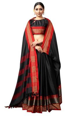   black woven cotton silk saree with blouse 3