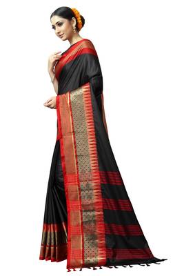   black woven cotton silk saree with blouse 4
