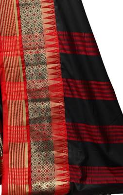   black woven cotton silk saree with blouse 5