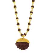 Saizen High Quality Trishul Rudraksha Pendant With Gold Chain For Men & Boys Gold-Plated Stainless Steel Pendant Set
