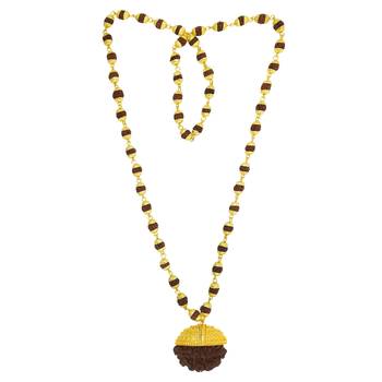 Saizen High Quality Trishul Rudraksha Pendant With Gold Chain For Men & Boys Gold-Plated Stainless Steel Pendant Set 2