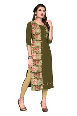 Green printed rayon kurti 3