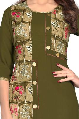 Green printed rayon kurti 4