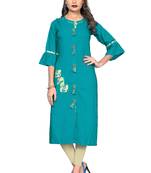 Sky-blue plain rayon kurti
