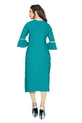 Sky-blue plain rayon kurti 2