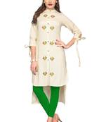 Cream embroidered cotton kurti
