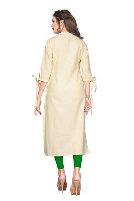 Cream embroidered cotton kurti 2