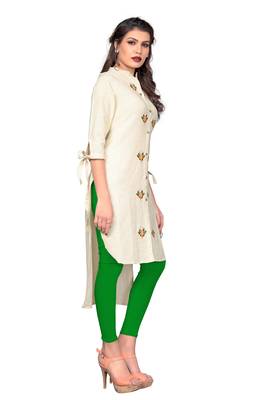 Cream embroidered cotton kurti 4