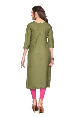 Green embroidered cotton kurti 2