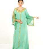 Light-green embroidered georgette islamic kaftans