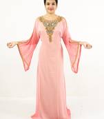 Light-pink embroidered georgette islamic kaftans
