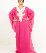 Light-pink embroidered georgette islamic kaftans