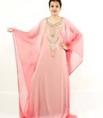 Light-pink embroidered georgette islamic kaftans