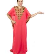 Light-pink embroidered georgette islamic-kaftans