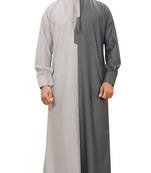 Grey Plain Cotton Mens Galabiyya Thobe